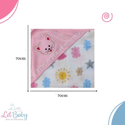 Imagem de Toalha fralda com capuz bordado para bebê 100% algodao - menino e menina