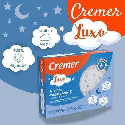 Imagem de Toalha Fralda Estampada Luxo Com 3 unidades Azul CREMER