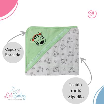 Imagem de Toalha fralda para bebê com capuz bordado 100% algodao - menino e menina
