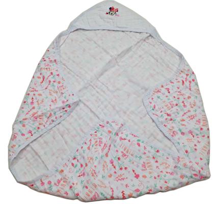 Imagem de Toalha Fralda Soft Bordada Disney Com Capuz Bebê 85x85cm