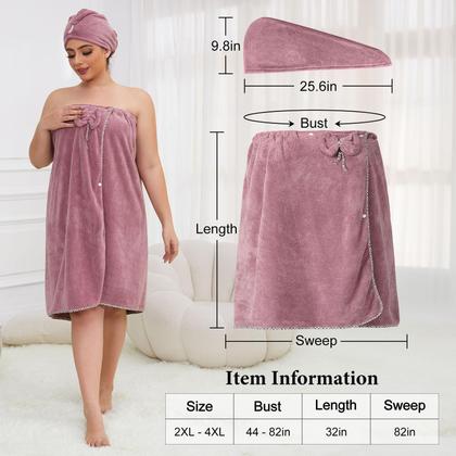 Imagem de Toalha GOSCHE Plus Size para mulheres com toalha de cabelo, roxa