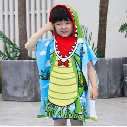 Imagem de Toalha Infantil com Capuz  Estampas Divertidas  Praia, Piscina e Banho - Jacaré