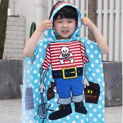 Imagem de Toalha Infantil com Capuz  Estampas Divertidas  Praia, Piscina e Banho - Pirata