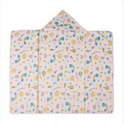 Imagem de Toalha Infantil Felpuda C/ Capuz e Forro de Fralda 90 x 70 cm Papi Karinho