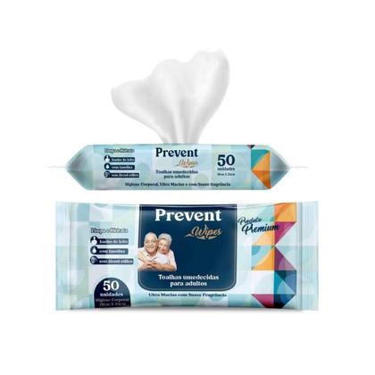Imagem de Toalha Lenço Umedecido Geriátrica Descartável Adulto Unissex Prevent Premium 50 UNIDADES