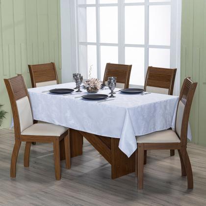 Imagem de Toalha Mesa Jacquard Retangular 8 Lugares cor branco