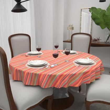 Imagem de Toalha Mesa Listrada Redonda 6 Lugares Africana 1,40 Diâm.