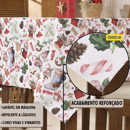 Imagem de Toalha Mesa Natal 8 Lugares Retangular Ceia Natalina Estampada