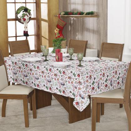 Imagem de Toalha Mesa Natal 8 Lugares Retangular Ceia Natalina Estampada
