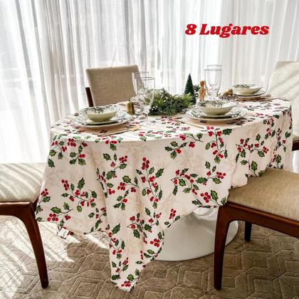 Imagem de Toalha Mesa Natal 8 Lugares Retangular Estampada Impermeável
