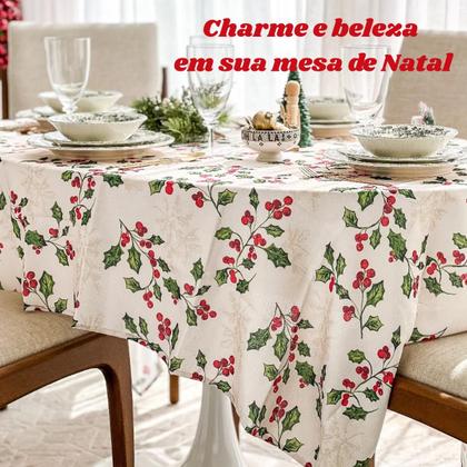 Imagem de Toalha Mesa Natal 8 Lugares Retangular Estampada Impermeável
