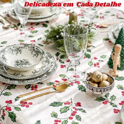 Imagem de Toalha Mesa Natal 8 Lugares Retangular Estampada Impermeável