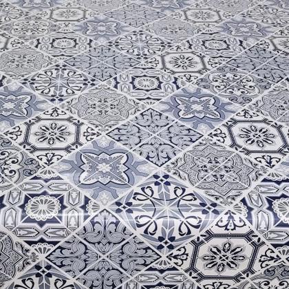 Imagem de Toalha Mesa Plástica Térmica Azulejo Azul 8 10 lugares 2,50