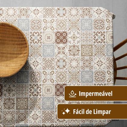 Imagem de Toalha Mesa Plástica Térmica Azulejo Mr 4 a 6 Lugares 1,60