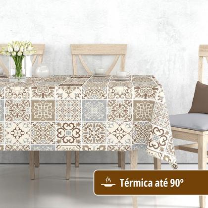 Imagem de Toalha Mesa Plástica Térmica Azulejo Mr 4 a 6 Lugares 1,60