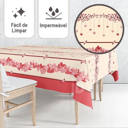 Imagem de Toalha Mesa Plástica Térmica Hearts 6 e 8 lugares 2,20