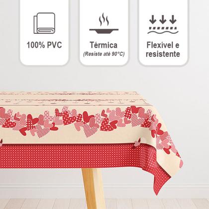Imagem de Toalha Mesa Plástica Térmica Hearts 6 lugares 1,80