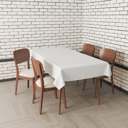 Imagem de Toalha Mesa Plástica Térmica Linho Branco 4 lugares 1,40