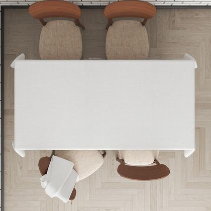 Imagem de Toalha Mesa Plástica Térmica Linho Branco 6 e 8 lugares 2,00