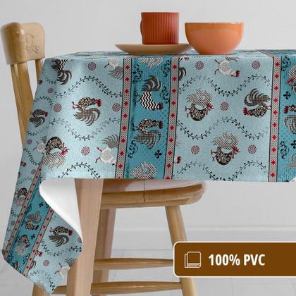 Imagem de Toalha Mesa Plástica Térmica Roça Az 4 lugares Redonda 1,38