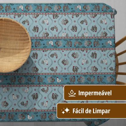 Imagem de Toalha Mesa Plástica Térmica Roça Az 4 lugares Redonda 1,38