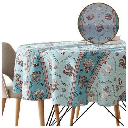 Imagem de Toalha Mesa Plástica Térmica Roça Az 4 lugares Redonda 1,38