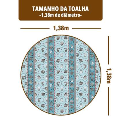 Imagem de Toalha Mesa Plástica Térmica Roça Az 4 lugares Redonda 1,38