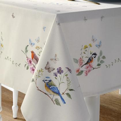 Imagem de Toalha Mesa Quadrada 8 Lugares Dohler Impermeavel Jardim Bege