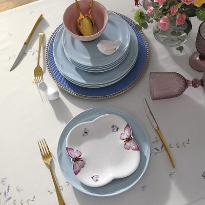 Imagem de Toalha Mesa Quadrada 8 Lugares Dohler Impermeavel Jardim Bege