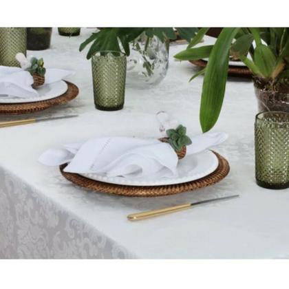 Imagem de Toalha Mesa Retangular 14 Lugares Auguri Arabesco Branca