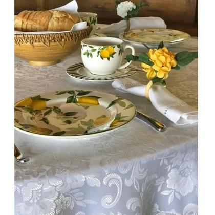 Imagem de Toalha Mesa Retangular 14 Lugares Auguri Arabesco Branca