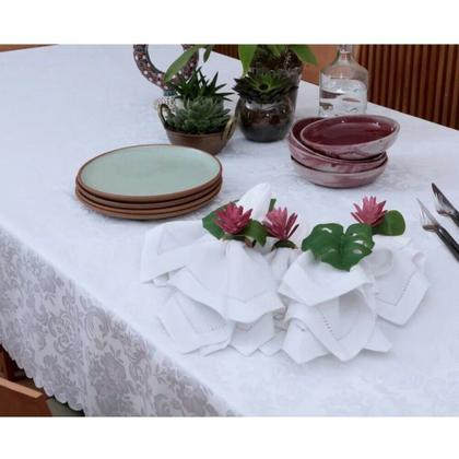 Imagem de Toalha Mesa Retangular 14 Lugares Auguri Arabesco Branca