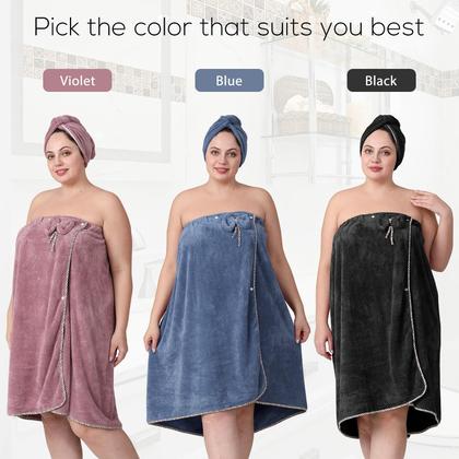 Imagem de Toalha OneDream Plus Size para mulheres com toalha de cabelo roxa