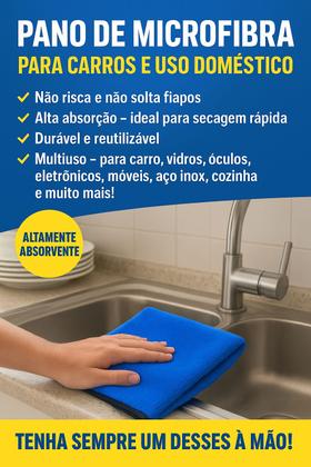 Imagem de Toalha Pano de Limpeza 30x40cm Flanela 2 Lados Macia de Alta Absorção Multiuso Grande Limpa Carro Vidro Prato Cozinha Pi
