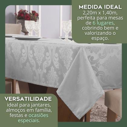Imagem de Toalha Para Mesa Retangular 6 Cadeiras Jacquard 2,20x1,40