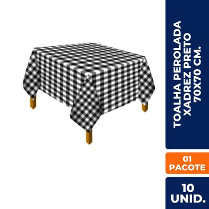 Imagem de Toalha Perolada Xadrez Preto 70x70cm C/10 Un  Mesa de Festa, Lanches, Piquenique