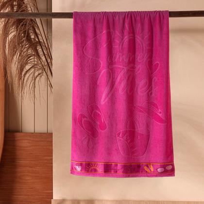 Imagem de Toalha Praia Gigante Piscina Verão Beach 78x150cm Appel Cor:Summer Vibes - Pink Verão