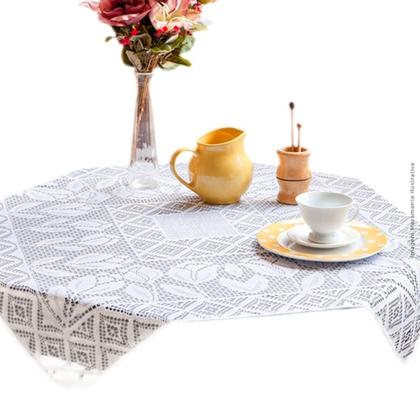 Imagem de Toalha Renda de Chá Mesa Centro Para Mesa 80x80cm Quadrada - Tulipa Branca