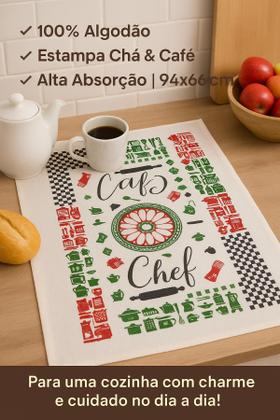 Imagem de Toalha Retangular Chá e Café Estampada 9466cm 100% Algodão