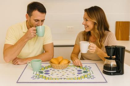 Imagem de Toalha Retangular Chá e Café Estampada 9466cm 100% Algodão