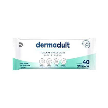 Imagem de Toalha Umedecida Adulto Dermadult c/40un. Kit c/ 3 pacotes