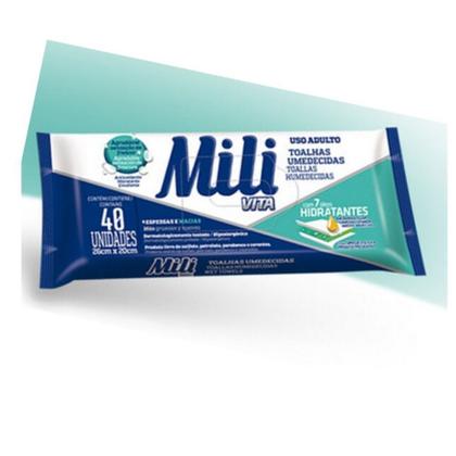 Imagem de Toalha Umedecida Mili Vita   Lenço Umedecido  Uso Adulto    3 Pacotes com 40 unidades  Total 120 Toalhas