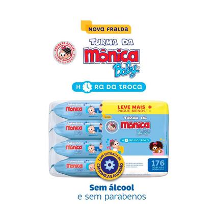 Imagem de Toalha Umedecida Turma da Mônica Baby Hora da Troca 176 Unidades Leve Mais Pague Menos