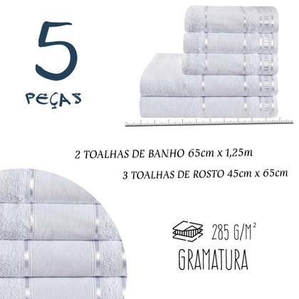 Imagem de Toalhas de Banho 5 Peças Para Bordar Algodão Branco Premium