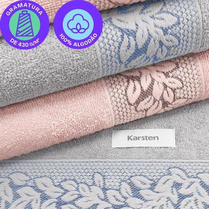 Imagem de Toalhas de Banho e Rosto 100% Algodão Kit com 4 peças Karsten Provence