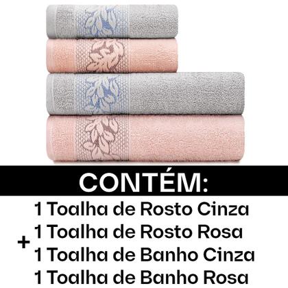 Imagem de Toalhas de Banho e Rosto 100% Algodão Kit com 4 peças Karsten Provence