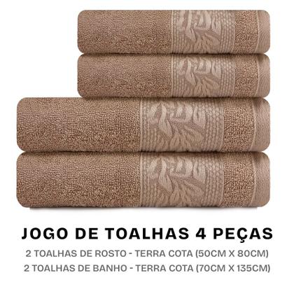 Imagem de Toalhas de Banho e Rosto 100% Algodão Kit com 4 peças Karsten Provence