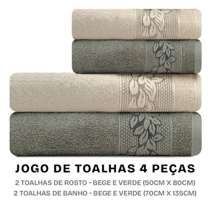 Imagem de Toalhas de Banho e Rosto 100% Algodão Kit com 4 peças Karsten Provence