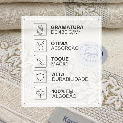 Imagem de Toalhas de Banho e Rosto 100% Algodão Kit com 4 peças Karsten Provence