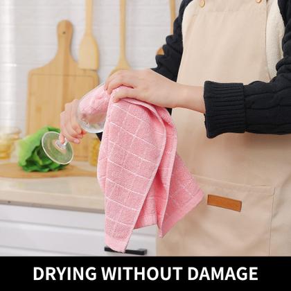 Imagem de Toalhas de cozinha Homaxy 100% algodão Terry Checkered, pacote com 4